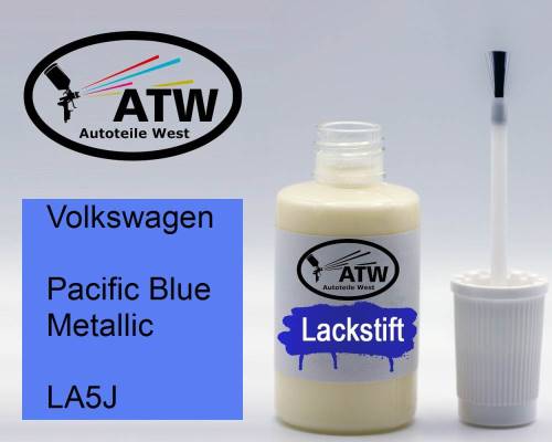 Volkswagen, Pacific Blue Metallic, LA5J: 20ml Lackstift, von ATW Autoteile West.